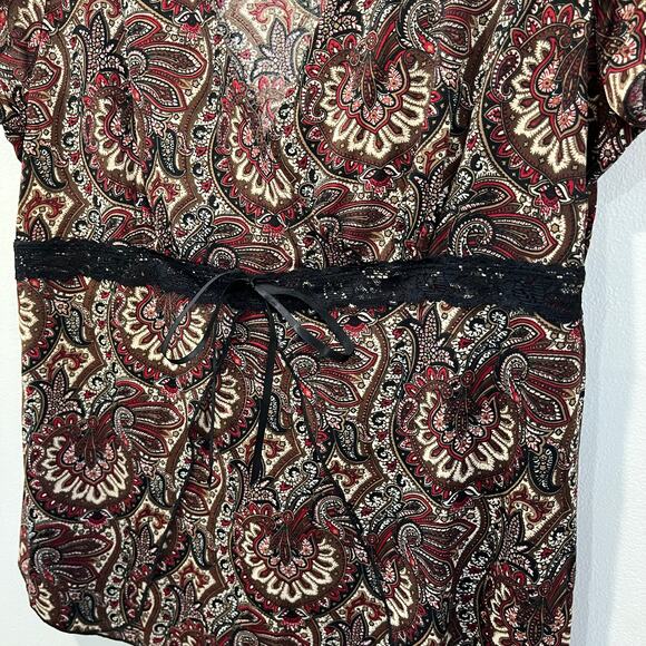 Y2K Julie’s Closet Paisley Lace Waist Tunic Top Size 2X Boho Asymmetrical - Picture 5 of 6